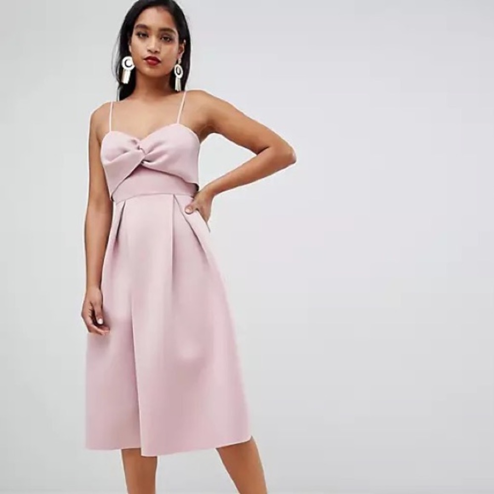 NWT ASOS DESIGN crop top midi prom dress with twist detail